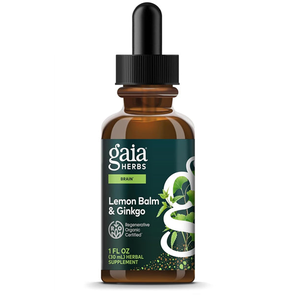 Gaia Herbs Lemon Balm & Ginkgo 1oz Regenerative Organic Certified Gaia Herbs
